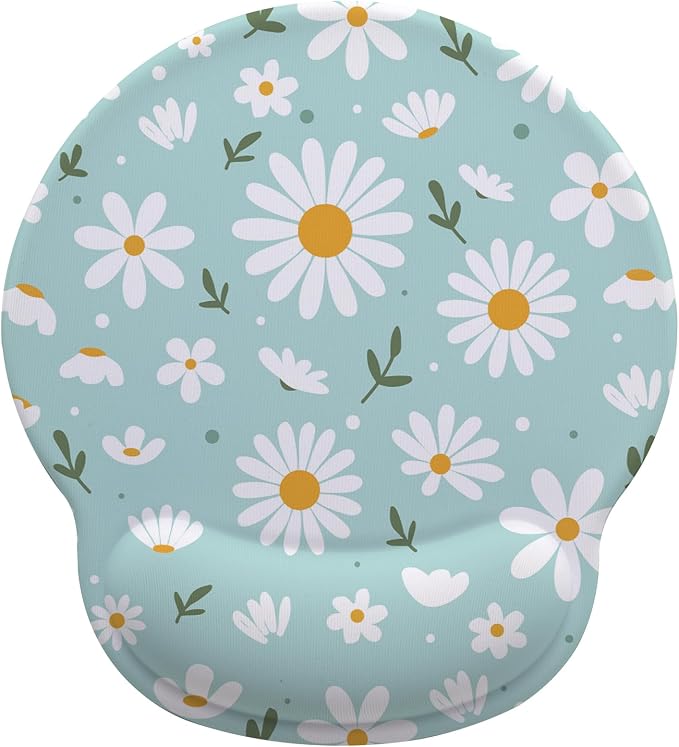 Blue Flowers Mouse Pad with Gel Wrist Support, Smooth Surface Ergonomic Mouse pad, Non-Slip Pain Relief Desk Mat for Gaming, Work & Office Desktop 7
