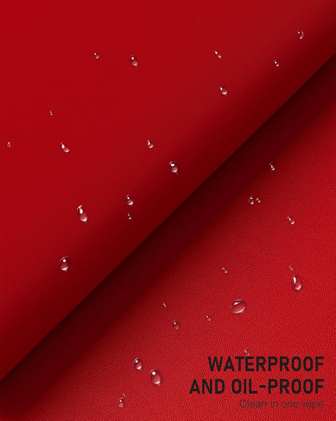 Desk Pad, 35.5" x 17" PU Leather Non-Slip Desk Mat Large Mouse Pad for Desktop, Waterproof Laptop Computer Writing Mat for Office, Home, Work, Gaming, Bright Red