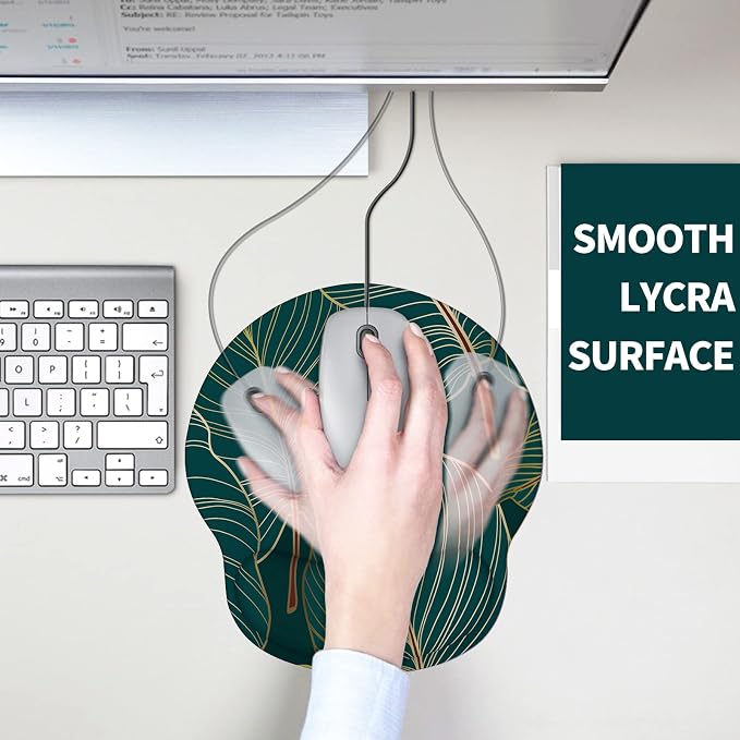 Mouse Pad with Wrist Rest, Comfortable Computer Mousepad with Gel Wrist Support Smooth Surface and Non-Slip PU Base for Pain Relief, Laptop, Office & Home (Tropical Plants)