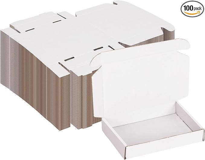 MEBRUDY 6x4x1 Inches Small Shipping Boxes Pack of 100, Corrugated Cardboard Box for Mailing Mailer Packing, White
