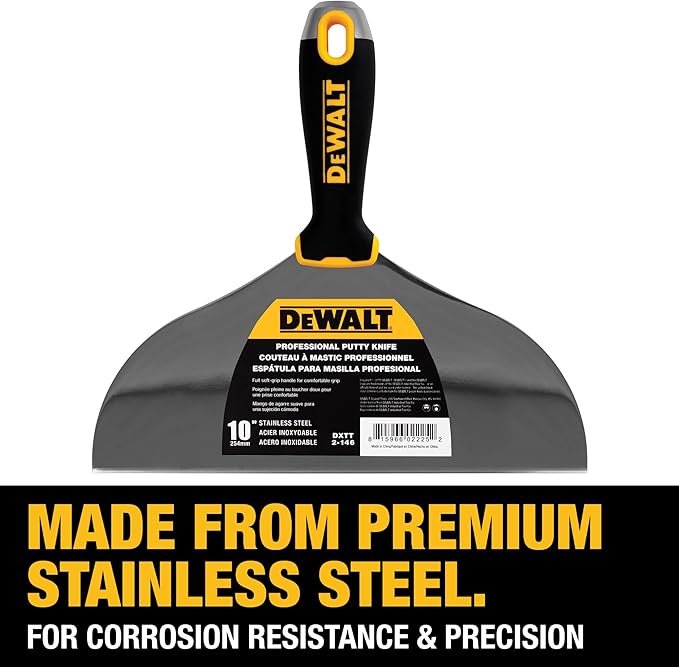 DEWALT 10" Putty Knife | Stainless Steel w/Soft Grip Handle | DXTT-2-146