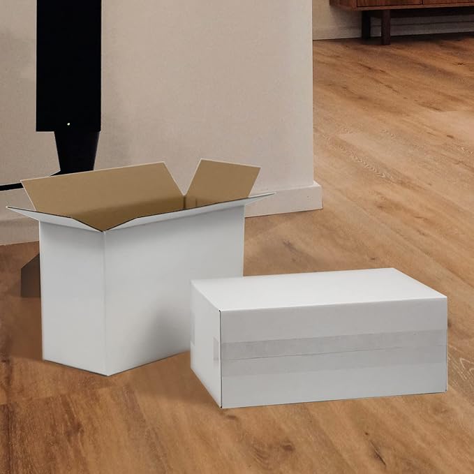 12x8x5 Inches Shipping Boxes, White Corrugated Cardboard Boxes for Small Bussiness, 25 Pack