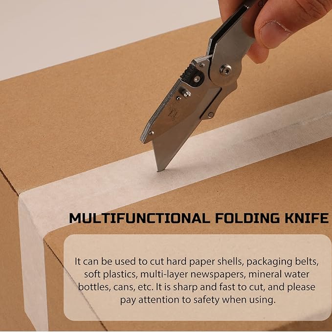 Lichamp 6-Pack Folding Utility Knife Box Cutter, Quick Change Razor Knife Utility Pocket Construction Blade, (Silver, C6SL)