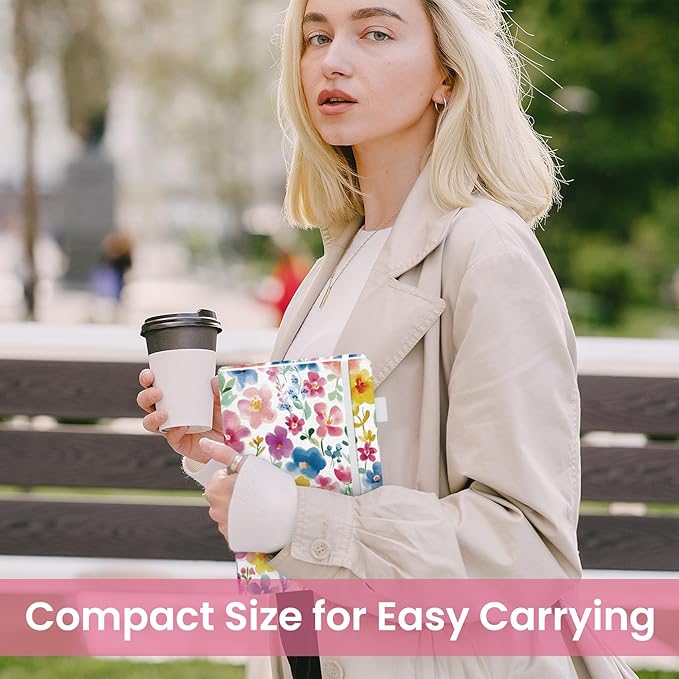 Taja Pretty Lined Journal for Women, Aesthetic Cute Hardcover Leather Journal for Writing, A5 College Ruled Notebook for Work & Note Taking, Perfect for Office School Home, 160 Pages, Bloom Floral