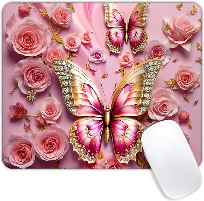 Pink Butterfly Mouse pad Customized Mousepad Non-Slip Rubber Base Mouse Pads for Computers Laptop Office Desk Accessories Mouse pad