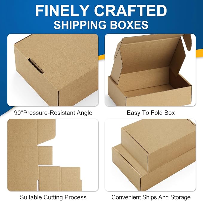Famagic 7x5x2 Small Mailing Boxes - 25 Pack Brown Shipping Boxes for Small Business, Corrugated Cardboard Mailer Boxes for Packaging, Bulk