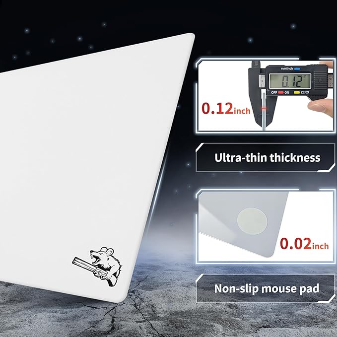 Glass Gaming Mouse Pad 320mm x 360mm FPS Game Special Tempered Glass Durable 3mm Thickness Accurately and Quickly Shoot Opponents (320mm x 360mm, White)