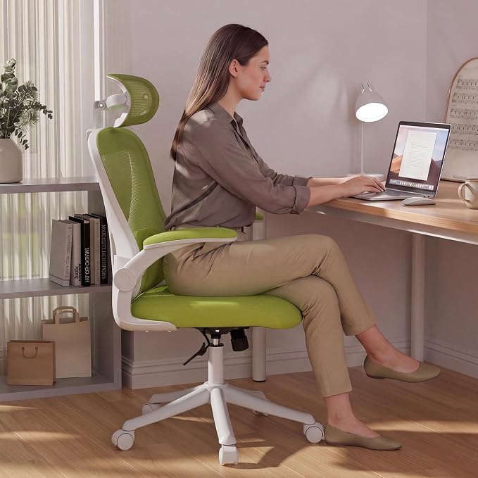 Ergonomic Office Chair with Memory Foam Seat, Computer Desk Chair | 3.5" Memory Foam Cushion, 3D Adjustable Headrest, Lumbar Support, Flip-Up Armrests, Breathable Mesh, 330LBS Weight Capacity