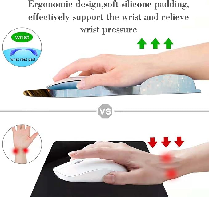 Funny Cat Gel Wrist Support Mousepad | Ergonomic Computer Mouse Pad - Comfortable Wrist Rest with Non-Slip PU Base | Gaming Mousepad for Laptop