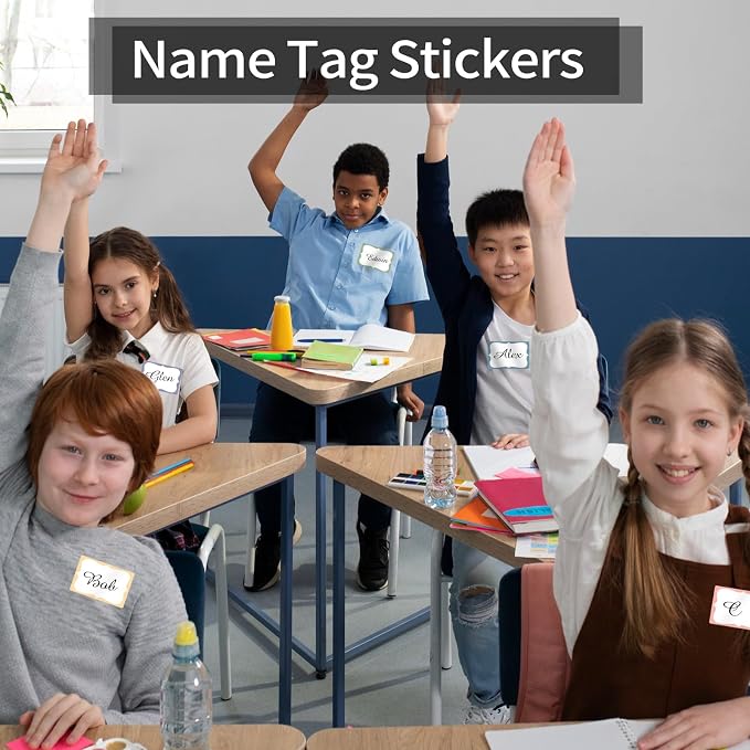 Starboling Name Tag Stickers, 200 Pcs 3"x2" Multicolor Plain Labels With Colorful Border for Office, Meeting, School and Home