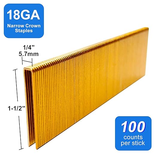 18 Gauge 1/4" Narrow Crown Staples, Galvanized Upholstery Staples for 18 GA Pneumatic or Electric Stapler or Staple Gun (1-1/2"-3000 PCS)