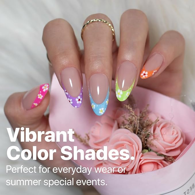 SXC Cosmetics X-Pro Tips French Tip Press On Nails - Bright Pastel Glow in the Dark Series (GLOW115-M Almond)