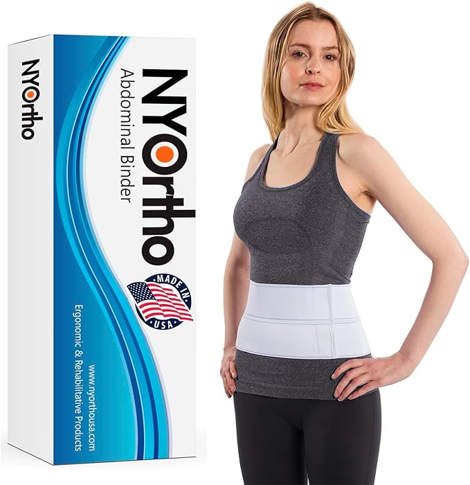 NYOrtho Abdominal Binder 6" 2-Panel - Post-Surgery Compression Wrap for Men and Women - Abdominal Support Belt for Hernia, Muscle Strain, Back Pain Relief - Latex-Free - Made in USA (60"-75")