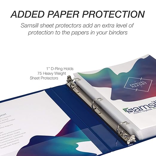 Samsill Durable 1 inch 3 Ring Binder, D Ring Binder, Customizable Clear View Cover, Basic Assortment, 4 Pack