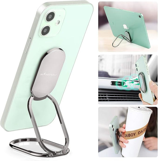 Phone Ring Holder Finger Kickstand 360°Rotation Cellphone Back Grip Foldable Cell Phone Stand for Desk Compatible with iPhone iPad Smartphones Tablets (Gun Black)