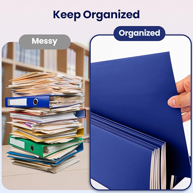 BIBRADAA® 10 Packs Blue Folders,Paper Folder Surface with Waterproofing,Letter Size,Holds 100 Plus Sheets,for School,Office,Business. (10, Blue)