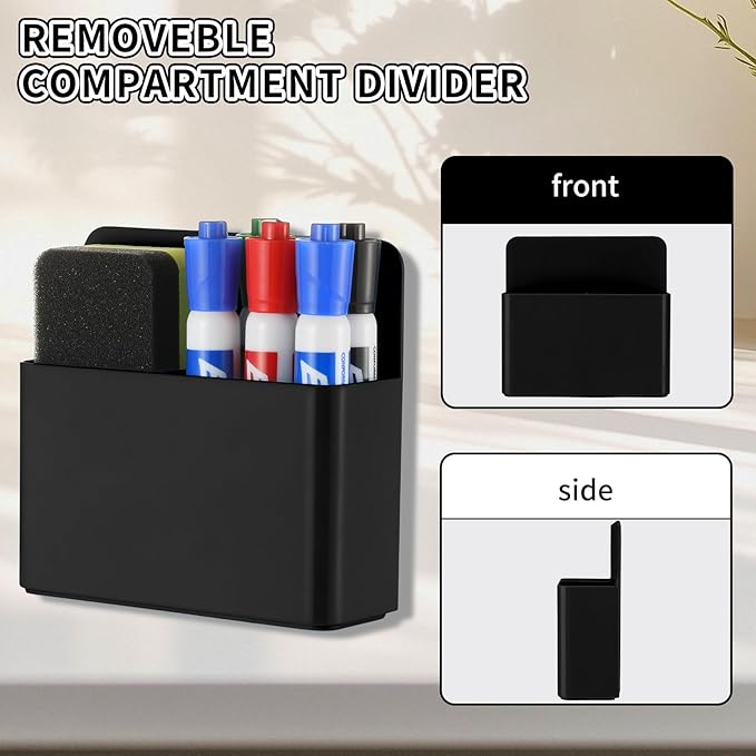 Camelmother 2Magnetic Marker Holder For Whiteboard Dry Erase Marker Holder For Office Refrigerator Fridge Classroom Must (black)