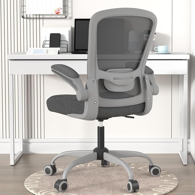 Ergonomic Office Chair w/Adjustable Lumbar, Flip Armrest, 135° Recline | Supports 300 lbs · Seat 19.48"–23.4" · Breathable mesh · 20–30 min assembly · 5-year warranty