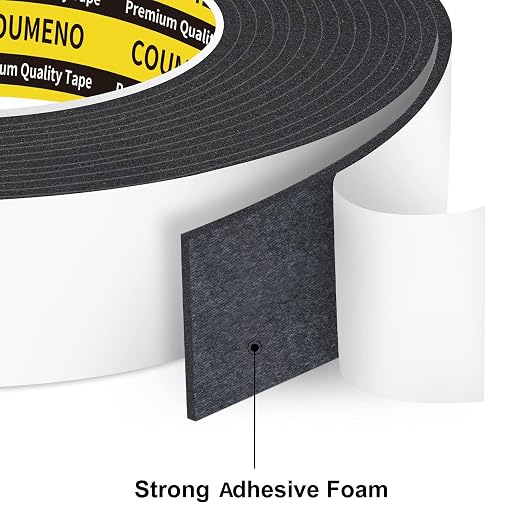 Heavy Duty Double Sided Tape, Black Foam Tape,1 in X 16.4 ft | High Tack Strong Adhesive Foam Mounting Tape, Weatherproof Sealing Foam Tape, Easy Peel & Stick for Home Office School