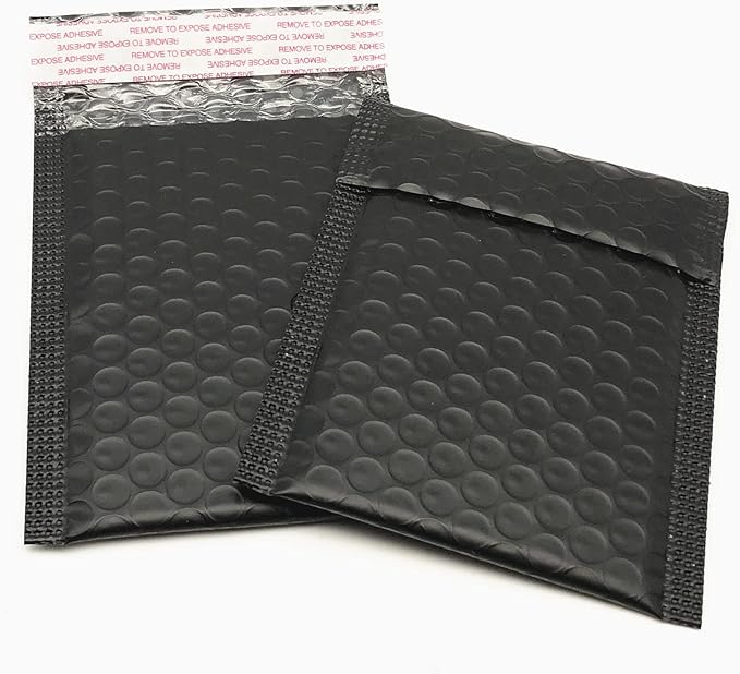 5x7 Inch Black Poly Bubble Mailers Small Padded Envelopes Self-Sealing Shipping Bags 100 Pack