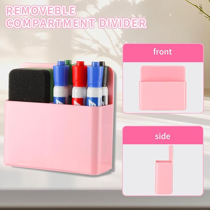 Camelmother 2Magnetic Marker Holder For Whiteboard Dry Erase Marker Holder For Office Refrigerator Fridge Classroom Must (Pink)