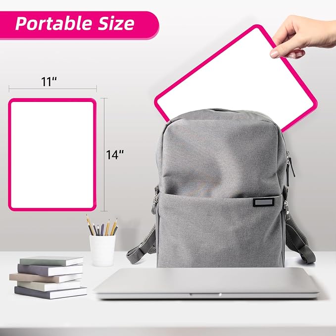 VUSIGN Magnetic Dry Erase Board, 14 x 11 Inches White Board, Dark Pink | Includes 4 Dry Erase Markers, Small Mini White Board for Students Fridge Wall Locker