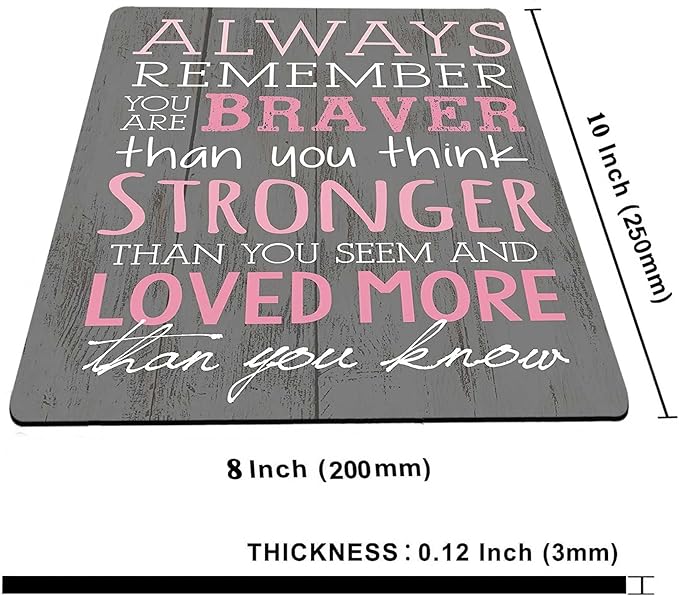 Pink Inspirational Quote Mouse Pad,Non-Slip Rubber Base Gaming Mouse Pad for Laptop,Waterproof Mouse Pads for Desk Wireless Mouse Office