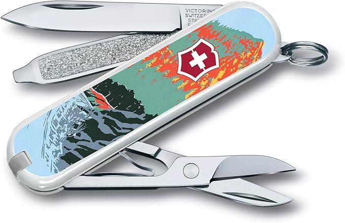 Victorinox Classic SD Swiss Army Knife, Compact, 7 Functions, Swiss Made Pocket Knife with Small Blade, Screwdriver and Key Ring - Smoky Mountain National Park