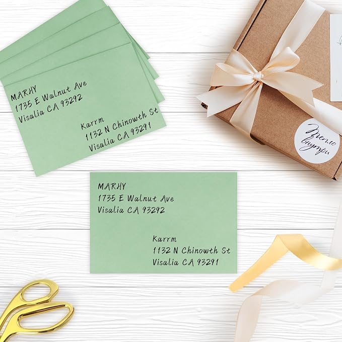 200 Pack A7 Envelopes, Sage Green Greeting Card Envelopes Self Seal, 5.24 x 7.24 in Envelopes for Birthday Graduation Baby Shower Wedding Invitation Cards