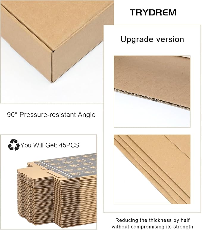 45 Pack Small Shipping Boxes, 9x6x2 Inch Brown Cardboard Boxes for Small Business