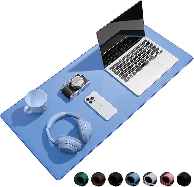 Waterproof Large Gaming Mouse Pad with Durable Stitched Edges, Non-Slip Rubber Base, Grainy Jacquard Mouse Mat Desk Pad for Home Office Gaming, 35.4''x15.7''x0.12'', Matte Blue