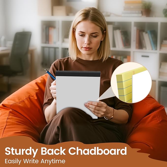 Legal Pads 8.5 X11, Narrow Ruled Notepads, 2 Pack, 50 Sheet/Pad, Yellow Legal Pads, Tear Off Notepad, Perforated Writing Pad, Notebook Paper College Ruled, Notepads for Office Home School, Notepad