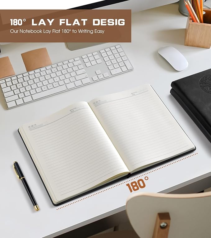 Lined Journal Notebook for Women Men,256 Pages A4 Large Hardcover Leather Journals for Writing,Travel,Business,Work,School,College Ruled Notebooks for Note Taking, Diary Notepad 8.6"×11"
