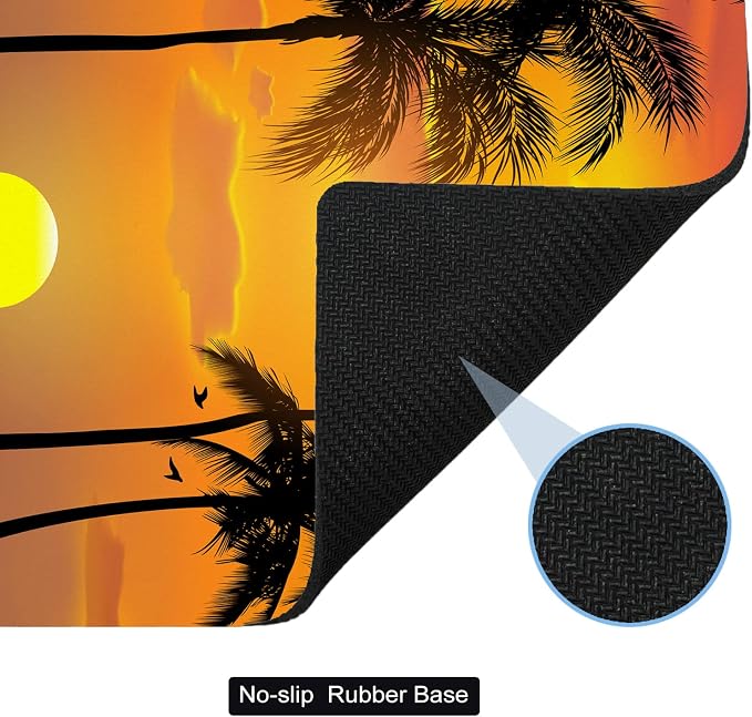 Small Mouse Pad, Mini Mouse Pads for Wireless Mouse and Laptop, Travel Mousepads with Designs - Tropical Sunset Beach, Portable Mousepad with Non-Slip Rubber Base - 5.5 x 7 in