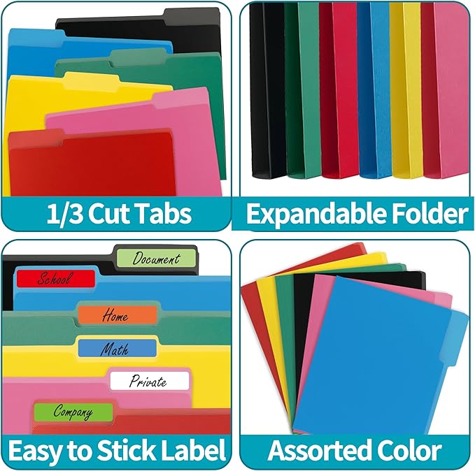 150 Packs Paper File Folder,1/3-Cut Tabs,File Folder Letter Size,8.5x11 Pink File Folders for Office Filing,School Projects and Home,Organizer Folder