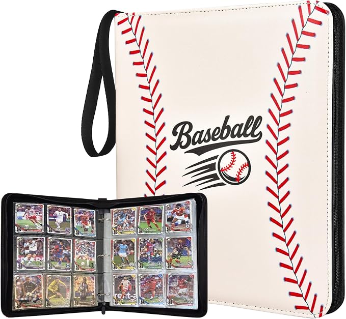 Baseball Card Binder 9 Pocket, 1080 Pockets Trading Card Binder with Zipper, Portable Collector Card Album Storage Organizer for Sports Cards, Game Cards, Gifts for Kids