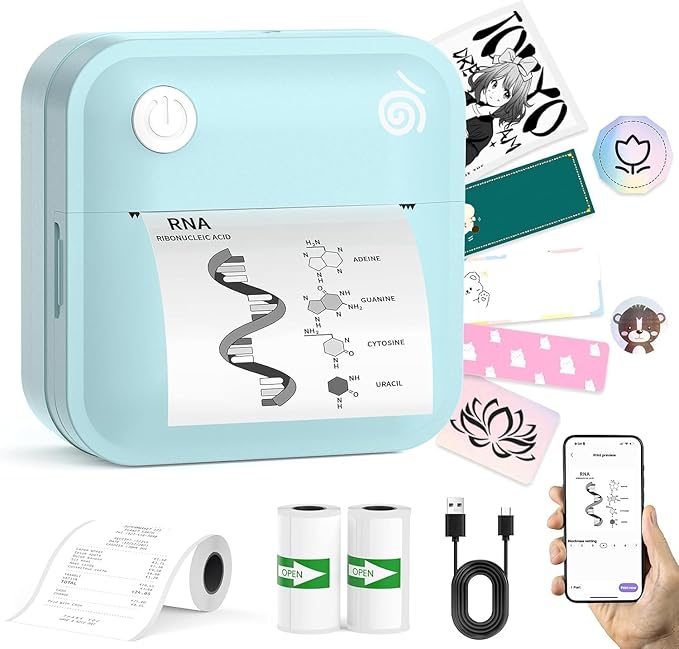 Label Maker Machine Portable Label Printer with Multiple Templates Wireless BT Label Maker for Home Office School Organization (Blue)
