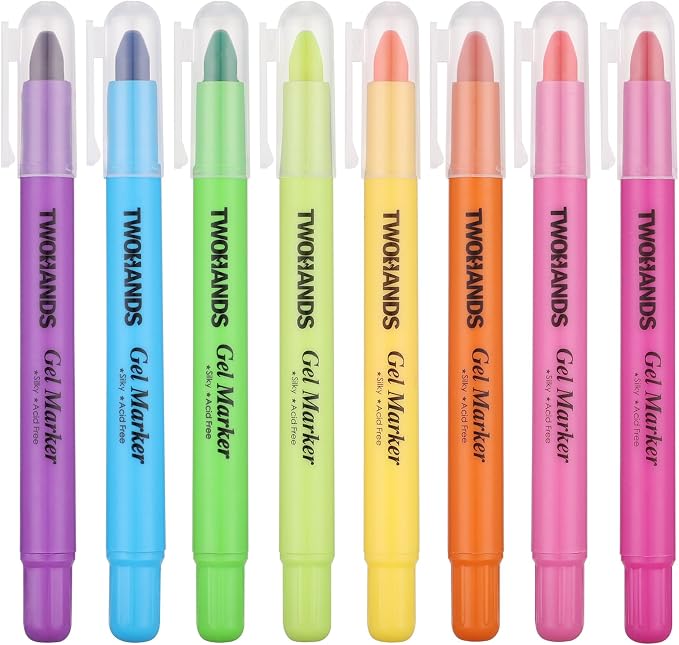 TWOHANDS Bible Highlighters No Bleed, 8 Assorted Colors Gel Highlighters | Marker Pens for Bible Study Journaling, 21403