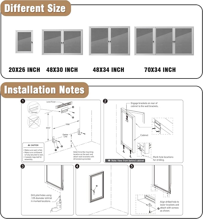 Mifuro 26"x20" Enclosed Bulletin Board, Outdoor Lockable Weather-Resistant Aluminum Cork Noticeboard for School & Office, Silver Frame w/Grey Flet
