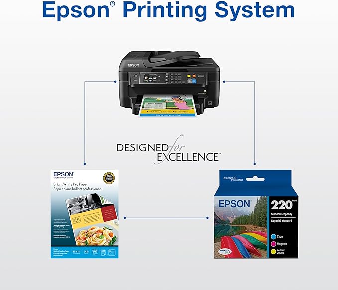 EPSON 220 DURABrite Ultra Ink Standard Capacity Black & Color Cartridge Combo Pack (T220120-BCS) Works with WorkForce WF-2630,2650, 2660, 2750, 2760 and Expression XP-320,420, 424