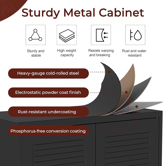 75" Tall Kitchen Pantry Cabinet, Metal Storage Cabinet with Doors | Kitchen Cabinet with 5 Adjustable Shelves, Black Cupboard for Kitchen, Dining Room, Living Room, Bathroom, Garage and Office