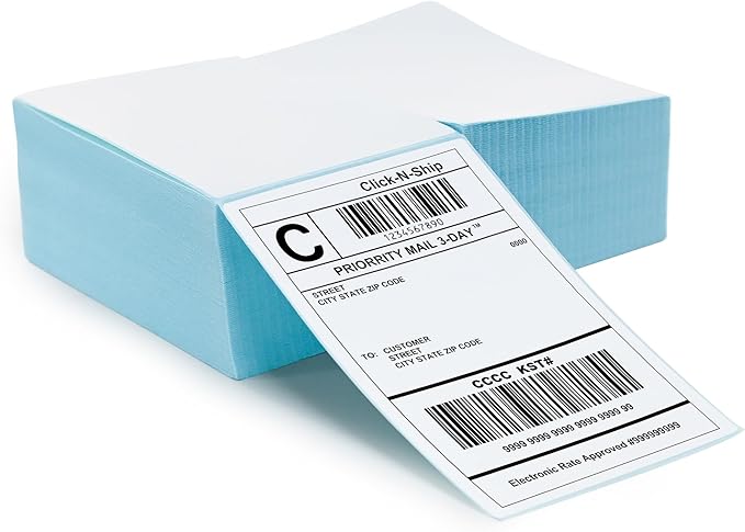 L LIKED 1000 Fanfold 4" x 6" Direct Thermal Labels Shipping Labels with Perforated Line, Permanent Adhesive for Rollo, Zebra, Jadens, Nelko, Munbyn, Phomemo, White, Commercial Grade