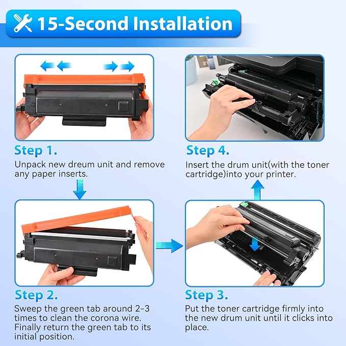TN830XL Toner Compatible with Brother TN830 TN-830 HL-L2460DW DCP-L2640DW | 2-Pack Black Toner, 3000 Pages Each, Built-in Chip, Fits HL-L2405W MFC-L2900DW,No Fade, Sharp Prints for Home Office Printing