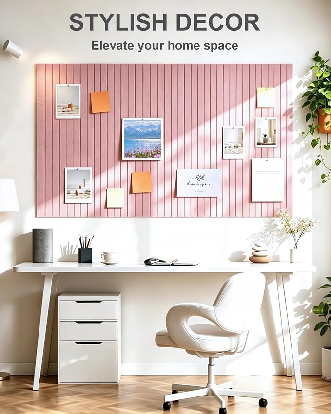 0.47" Thick Felt Pin Board 48"x36" Large Cork Board Alternative 12 Pack 11.81"x11.81"Felt Bulletin Board Wall Tiles Notice Board with 60 Pushpins for Home Office School(Fine-Coral Pink)