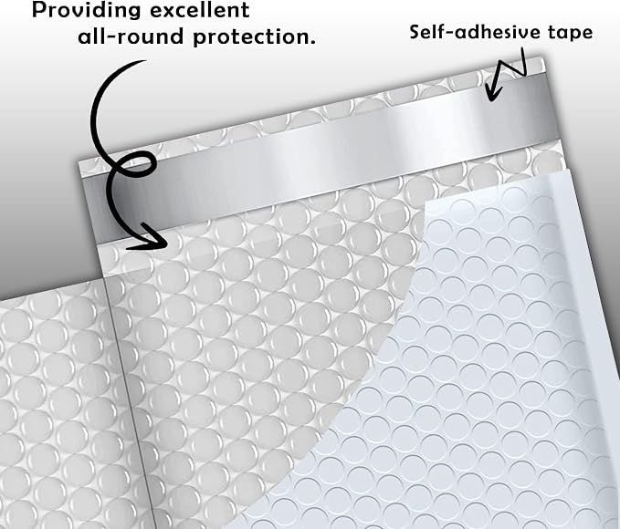 Yens White Poly Bubble Mailers 6x10 25 Pack Usable 6x9 | Waterproof Self Seal Adhesive Shipping Bags, Cushioning Padded Envelopes for Shipping, Mailing, Packaging