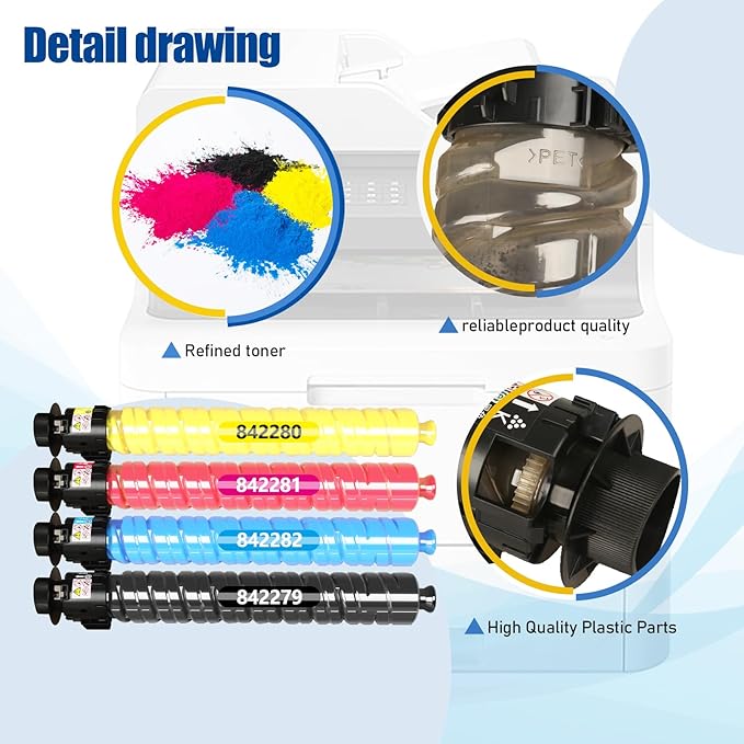 IMC4500 IMC5500 IMC6000 High Yield Toner Cartridge Compatible with Savin Lanier IM C4500 IM C5500 IM C6000 Printer Replacement for Ricoh 842279 842280 842281 842282 Black Cyan Magenta Yellow 4Pack