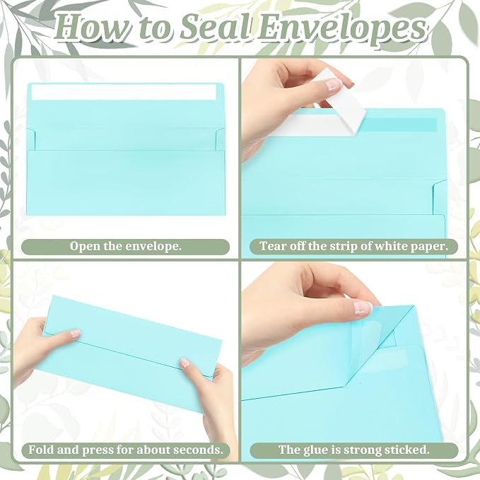 Mulbozy 50 Pcs Light Blue #10 Envelopes Letter Size Self Seal, Windowless | Security Mailing Business Envelopes Legal Regular Plain Envelops Pack for Office, Office, Letters, Size 4-1/8 x 9-1/2 inch