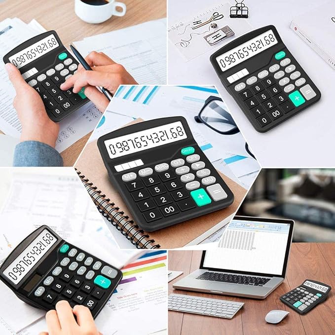 YOUHO 5-Piece Solar & Battery Powered Standard Function Electronic Calculator with Large LCD Display - Black (KK-837B, 5 x 1.5v Battery)