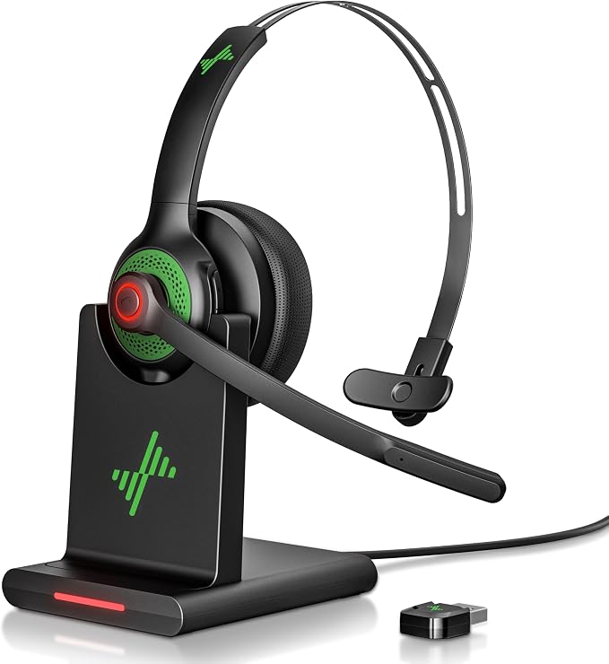 Bluetooth Wireless Headset with Mic for Work, Bluetooth 5.2, Advanced Noise Reduction Microphone, Clear Calls - Comfortable On-Ear Headphones, Applicable to PC, Laptop, Phone, Android, Zoom, Office
