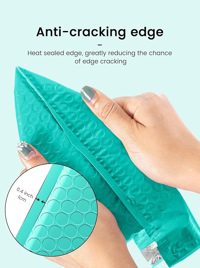 GSSUSA Teal Bubble Mailers 4x8" Inches 1000 Pack, Usable Size 4X7" Bubble Envelopes for Small Business, Padded Envelope, Shipping Mailers, Packaging Bags, Mailing Envelopes, Shipping Supplies